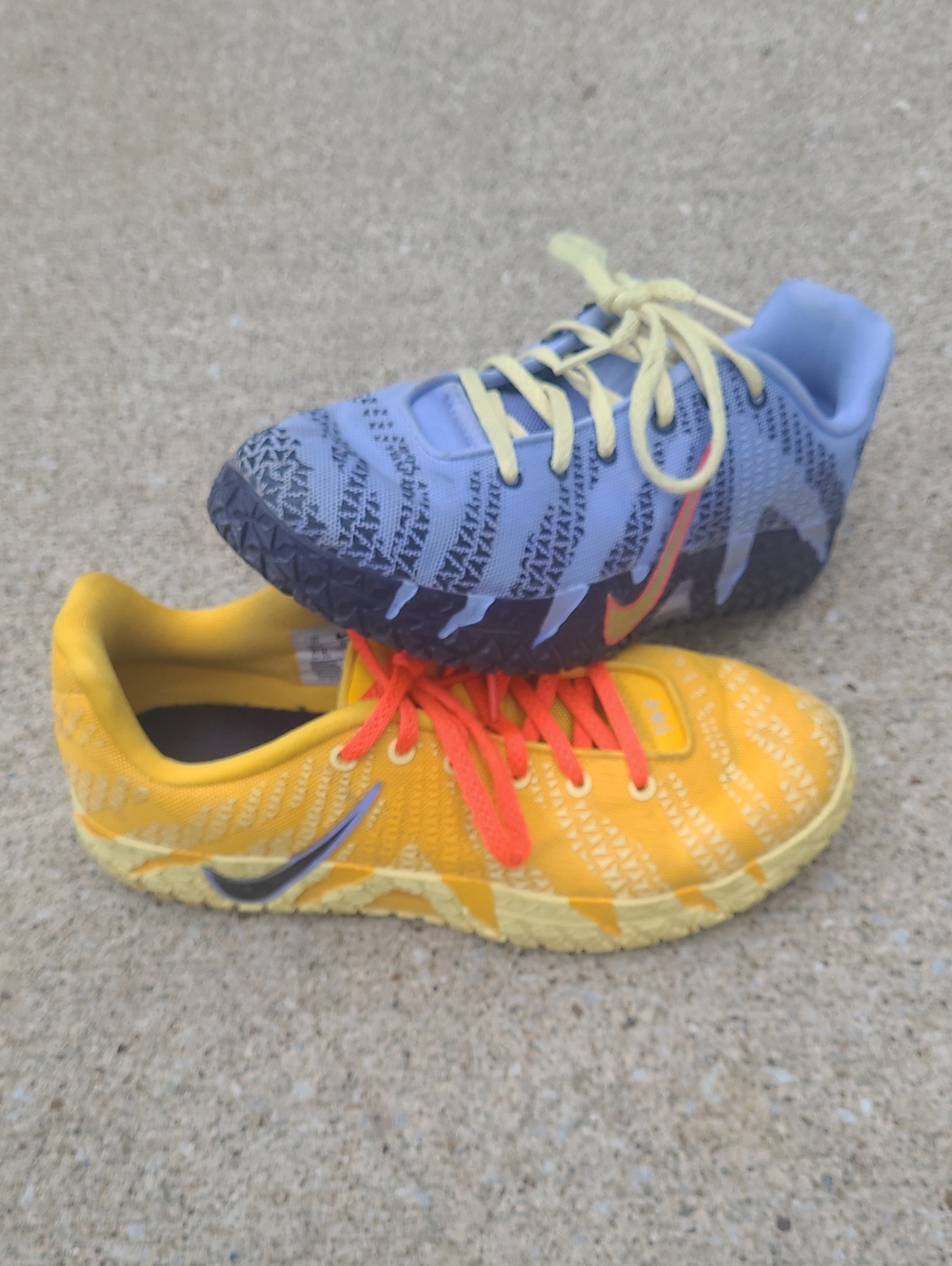 Nike Kids Two-Tone Athletic Sneakers in Yellow, Light Blue & Orange